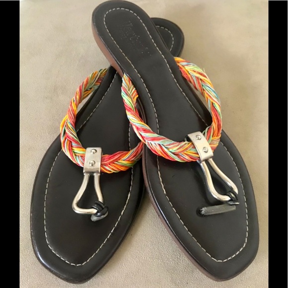 Vertan Shoes - Brown Leather Sandals,Multicolored Twist Straps,41